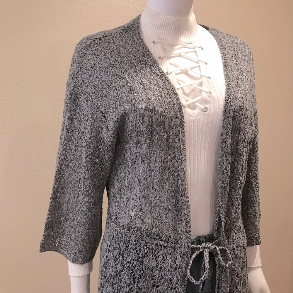 Daytrip Lightweight Cardigan Duster NEW Women Small Grey Long Open Knit Cover Up - Picture 7 of 15